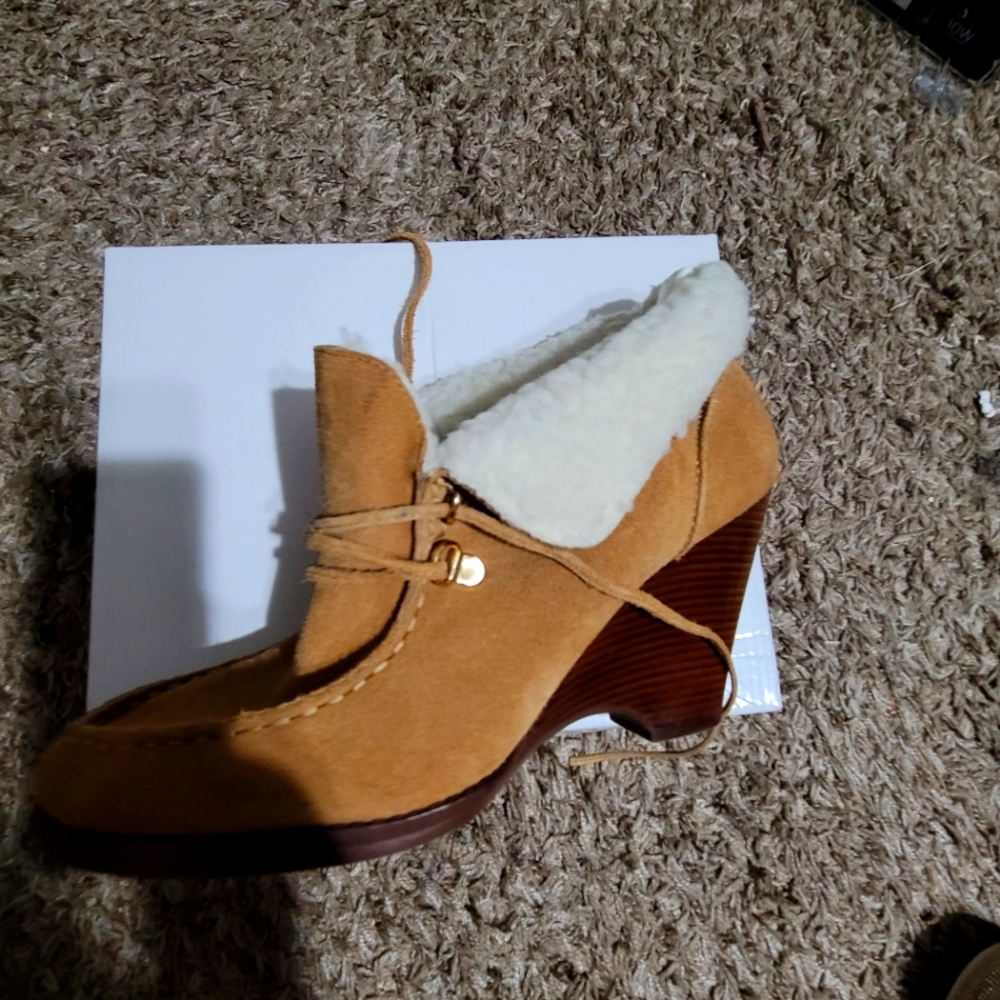 Michael kors suede wedge bootie
